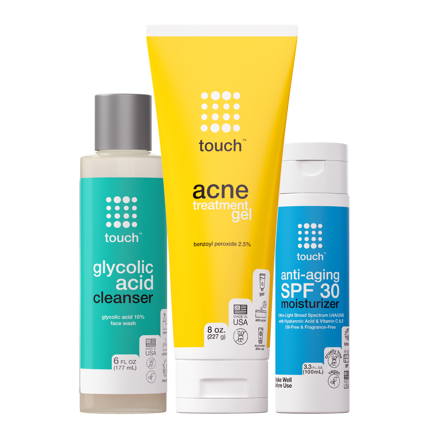 Touch skin care acne bundle set