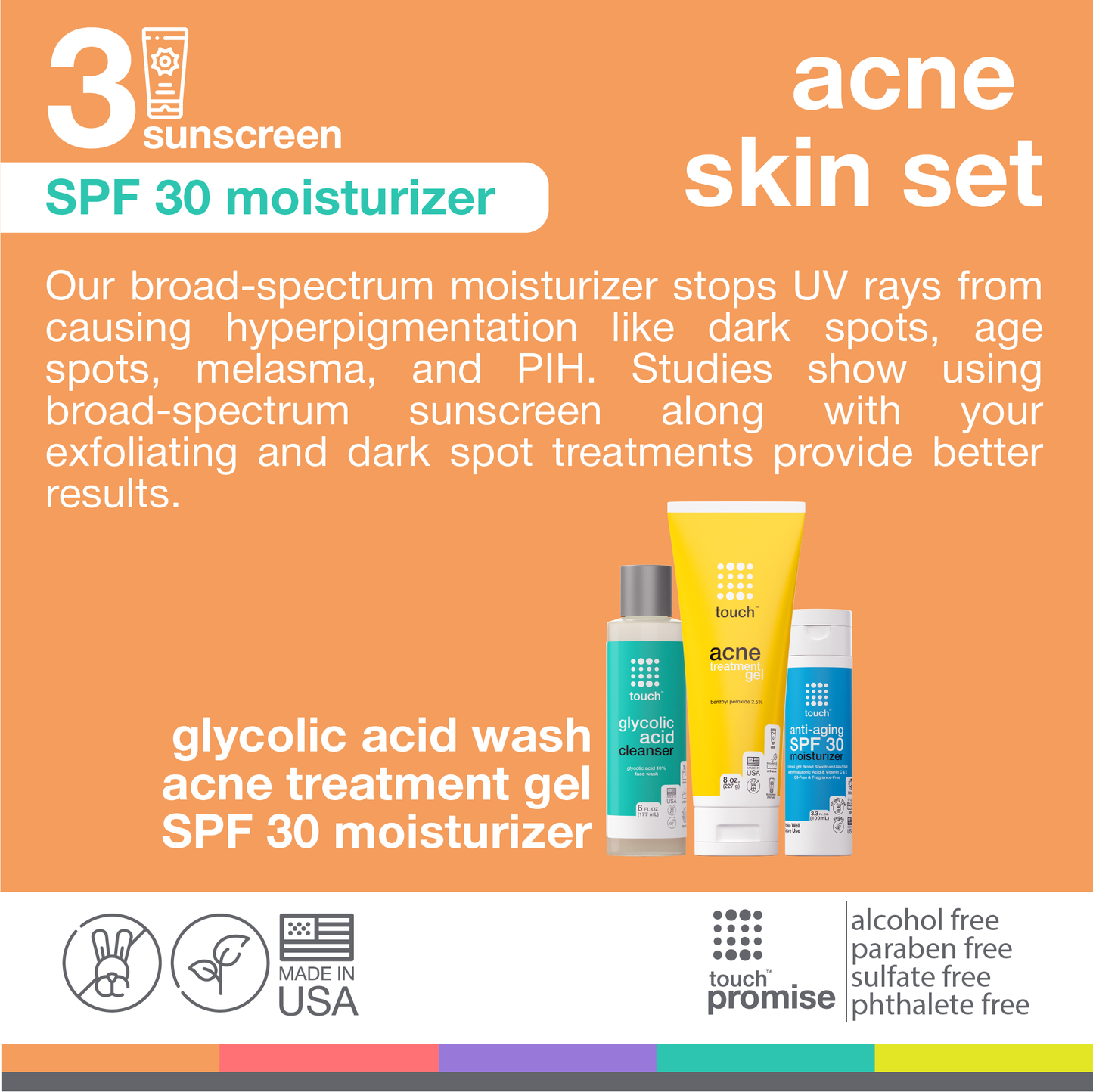 Touch skin care acne bundle set