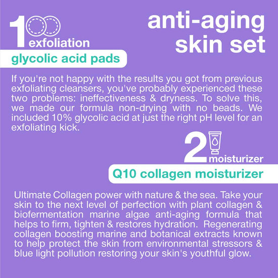 Anti-Aging Bundle - Glycolic Acid Pads, Collagen Moisturizer, SPF30
