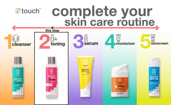 Touch skin care routine toning