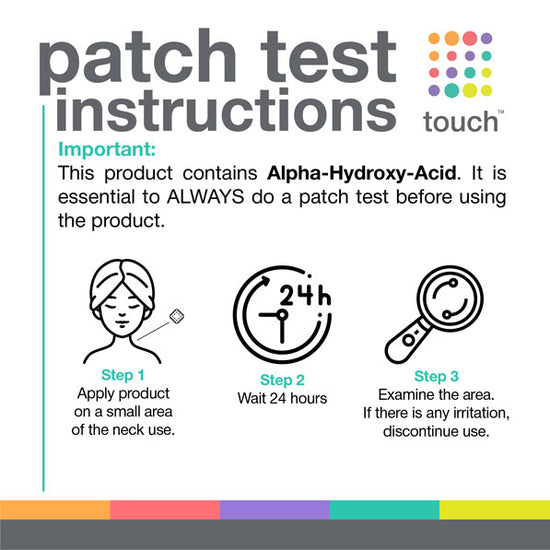 Touch skin care patch test instructions