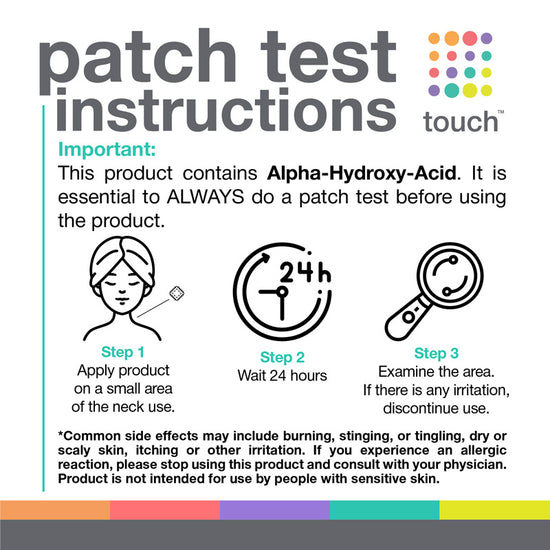 Touch skin care patch test instructions