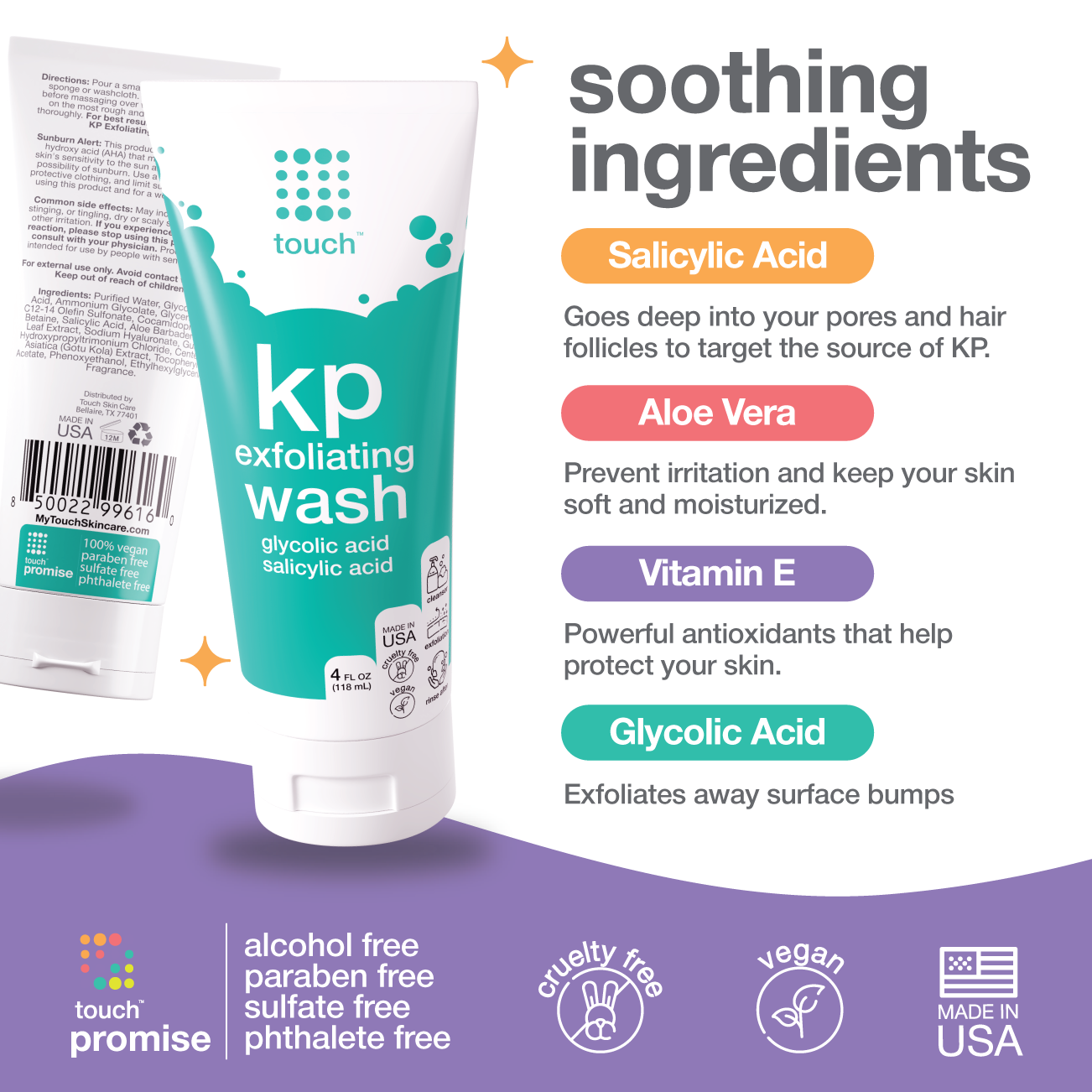 Keratosis Pilaris Exfoliating Body Wash with 15% Glycolic Acid, 2% Salicylic Acid - 4oz