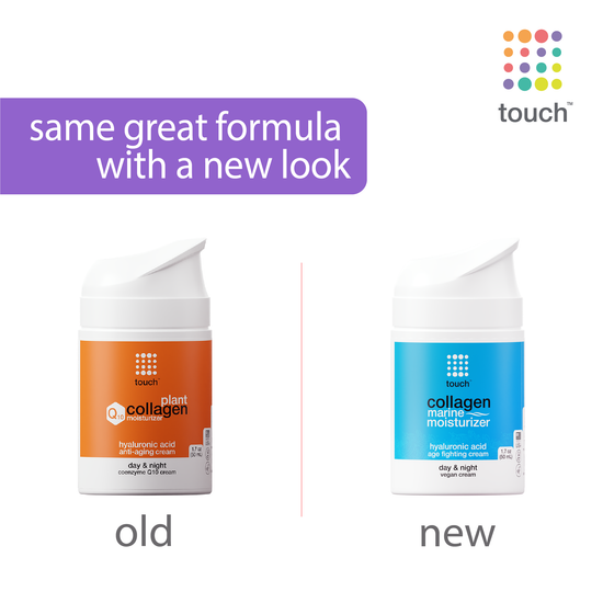Touch skin care collagen Q10 old and new