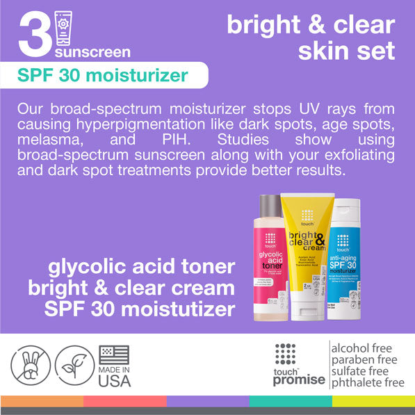 Touch skin care SPF30 benefits